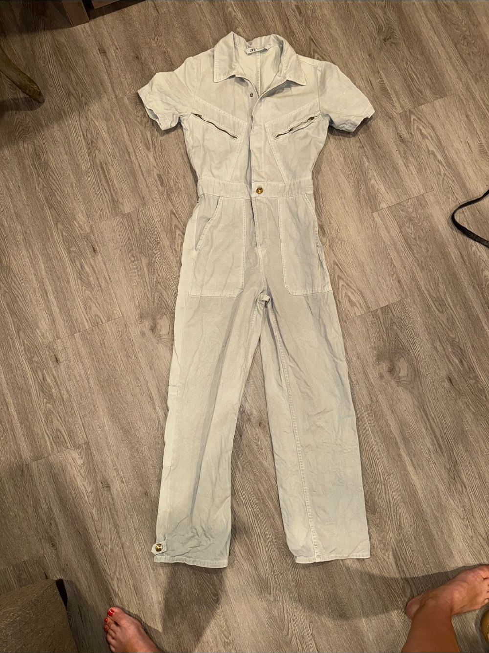 Zara Light Mint Cargo / Utility Jumpsuit